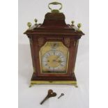 A & H Rowley London possibly double fusee bracket clock with brass and metal dial, fretwork sides