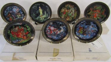 Russian Fairy tales collectors plates - Princess & 7 Bogatyres, Trimming Time, The Circle Dance,