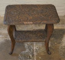 Japanese influence carved top occasional table (legs may need gluing) possibly Liberty of London (