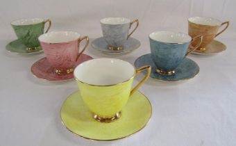 Royal Albert Gossamer tea cups and saucers harlequin colours