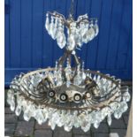 Large chandelier with glass drops Diameter 72cm