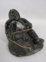 Small Canadian Eskimo art - Eskimo fishing (missing fish) - approx. 7.5cm x 5cm