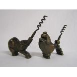 2 Art Deco animal corkscrews - Poodle and elephant