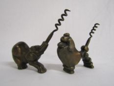 2 Art Deco animal corkscrews - Poodle and elephant