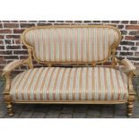 Gilded open arm sofa, L150cm