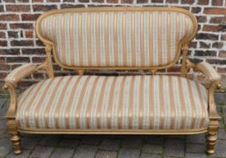 Gilded open arm sofa, L150cm