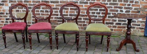 4 Victorian balloon back chairs and a side table