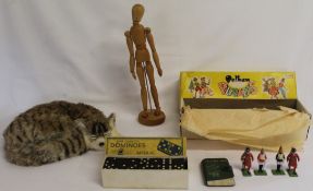 Pelham puppets Gypsy lady, artist's mannequin, "Mrs Chippy the Polar Hero" Nauticalia sleeping cat &