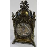 Victorian brass table clock 'Presented by Tradesmen of Rhayader January 10 1889'