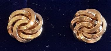Pair of 9ct gold knot earrings (1 butterfly missing) 0.8g