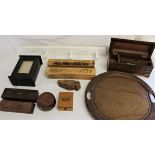 Selection of wooden items, including picture frame key holder, incense holders, coasters, coat