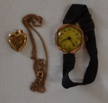 9ct gold locket & a snapped 9ct gold chain (6.62g for the two) & an early 20th century ladies