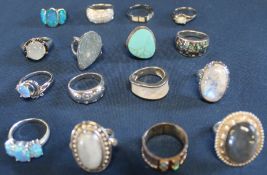 16 silver dress rings