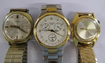 3 gents watches - Parker automatic, Tissot PRX P475 and Zodiac Olympus with rolled gold strap