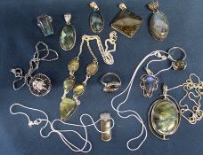 Selection of mainly silver & labradorite contemporary jewellery