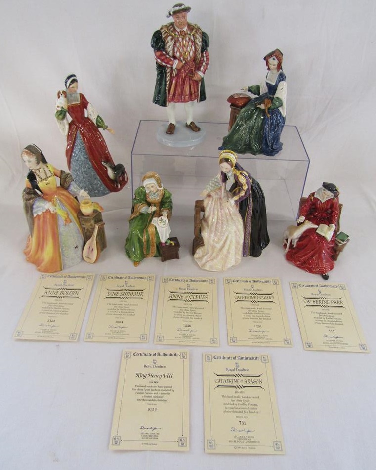 Royal Doulton Henry VIII and his wives figurines with certificates - Henry VIII 152/9500,