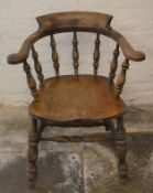 Victorian smoker's bow armchair
