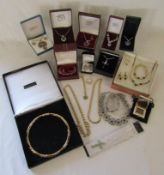 Collection of necklaces, bracelets and rings - some new in cases includes Elizabeth Duke, F.Hinds,