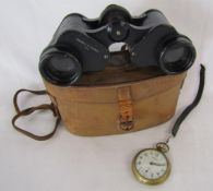 Smiths Industries 'Combat' pocket watch and 'Stepnada' Ross London No 98908 binoculars belonging