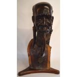 Large carved wooden African head, height 70cm