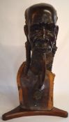 Large carved wooden African head, height 70cm