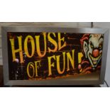 House of fun clown fairground light up sign