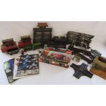 Collection of Hornby O gauge track, level crossing, LNER 6380 wind up train and wagon with key (