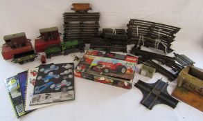 Collection of Hornby O gauge track, level crossing, LNER 6380 wind up train and wagon with key (