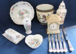 Selection of Aynsley Pembroke decorative tableware, breadknife & butter knives (1 damaged),