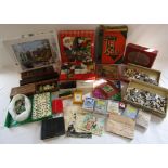Vintage wooden jigsaws, dominoes, cribbage boards, Christmas toy blocks, Nella's Ball Mosaic,