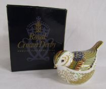 Royal Crown Derby paperweight - 'Firecrest' with gold button to base