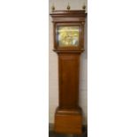 18th century 8 day longcase clock by Gamwell of Alford in an oak case with a brass dial Ht 210cm