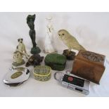 Collection of items to include - Rolls Royce Murray Motor Company hip flask, Leonardo owl and