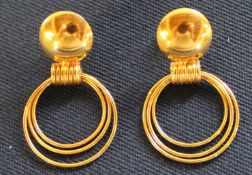 Tested as 18k gold pair of hoop earrings (backs 9ct) 5.7g