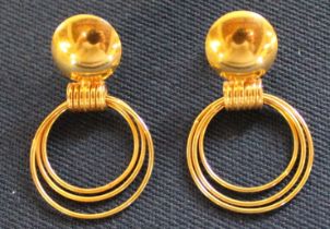 Tested as 18k gold pair of hoop earrings (backs 9ct) 5.7g