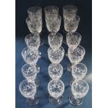 3 x sets of 6 Thomas Webb / Royal Doulton / Stuart cut glass drinking glasses