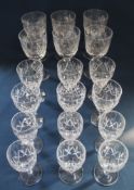 3 x sets of 6 Thomas Webb / Royal Doulton / Stuart cut glass drinking glasses