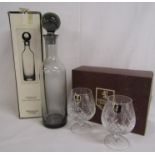 Pair of Edinburgh Crystal brandy glasses and Wedgwood crystal decanter