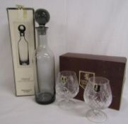 Pair of Edinburgh Crystal brandy glasses and Wedgwood crystal decanter