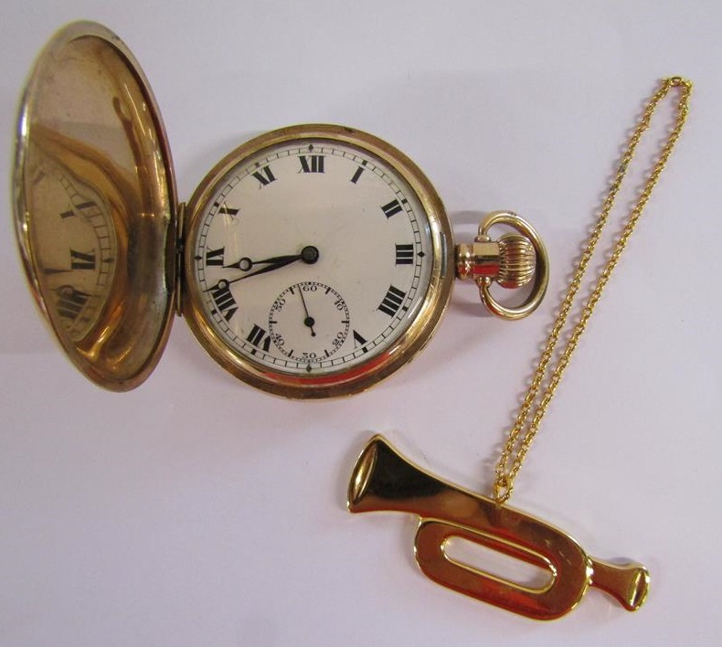 Gold plated 15 jewels pocket watch in a Star Dennison case (over wound) and Georg Jenson gold plated
