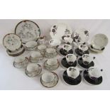 Japanese part tea set with similar Foreign plates, Royal Albert Masquerade tea set and Bavarian