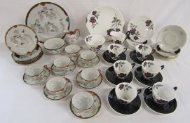 Japanese part tea set with similar Foreign plates, Royal Albert Masquerade tea set and Bavarian