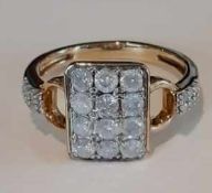9ct gold diamond ring, size N / O, 3.7g