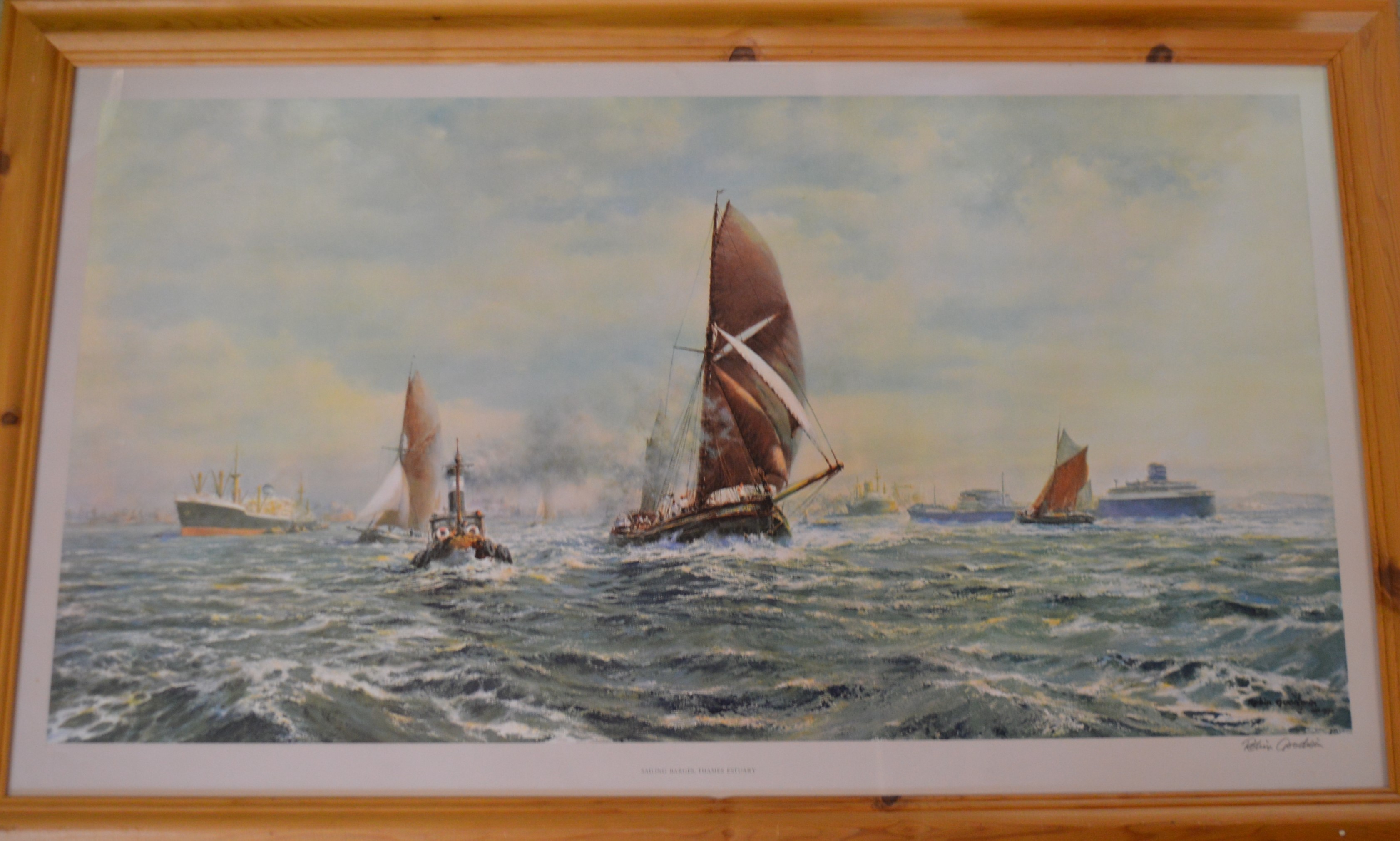 3 prints, including Sailing Barges, Thames Estuary and Mel Allen, Ullswater