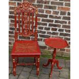 16th century style painted chair and a wine table