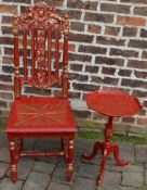 16th century style painted chair and a wine table