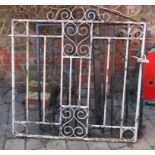 2 metal garden gates - black gate with post - approx.sizes of gates only to hinge - white 104.5cm
