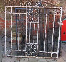 2 metal garden gates - black gate with post - approx.sizes of gates only to hinge - white 104.5cm