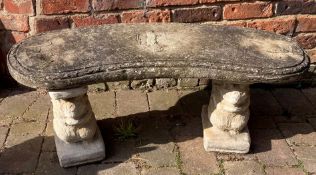 Concrete garden bench with squirrel supports