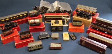 Selection of Trix Twin railway including track, wagons, B.R tank loco, pullman saloon etc.